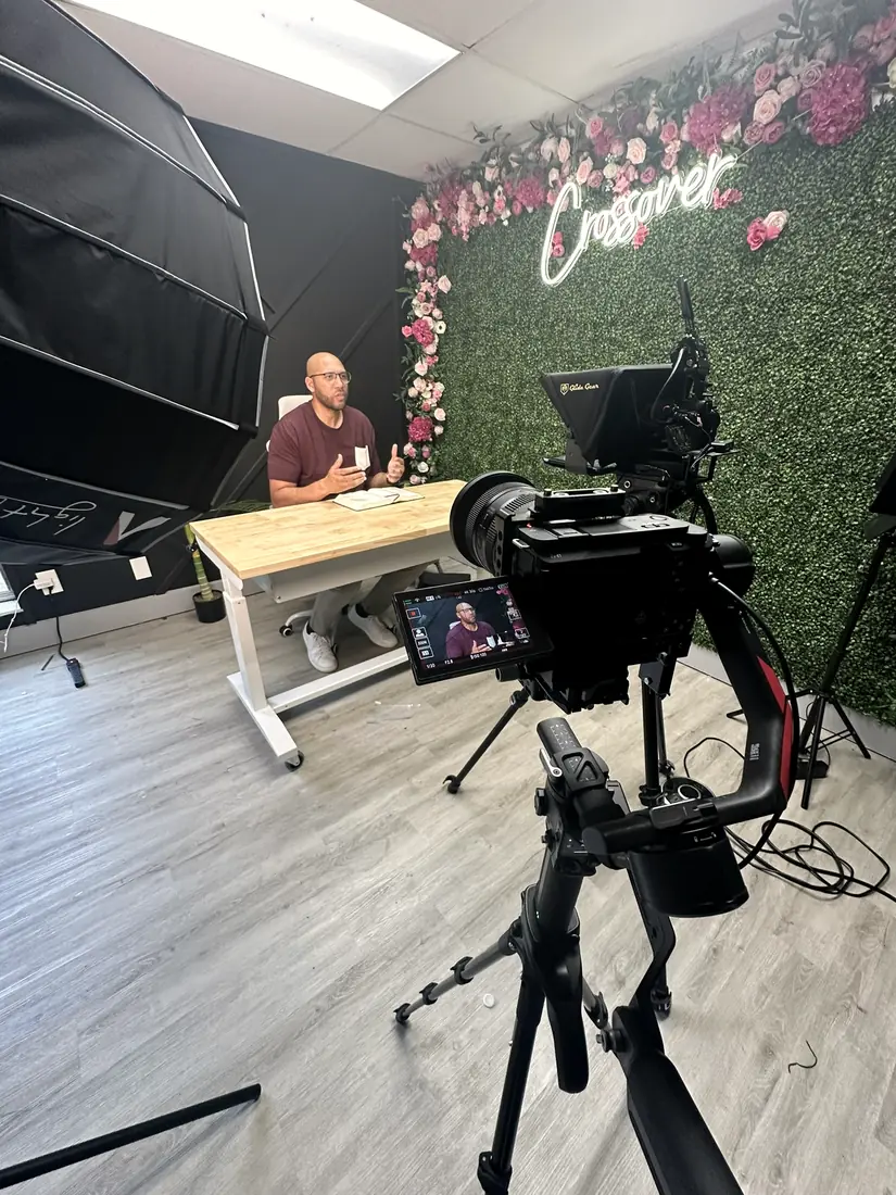 Teleprompter setup for a content creator