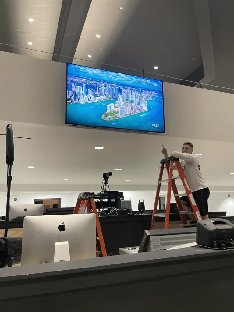 Mounting displays during a studio install